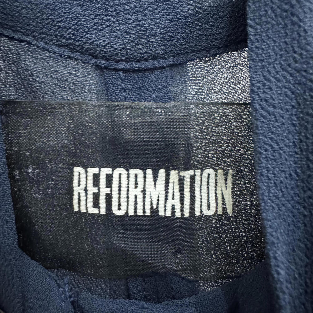 Reformation Long Sleeve Navy Dres - Picture 2 of 4